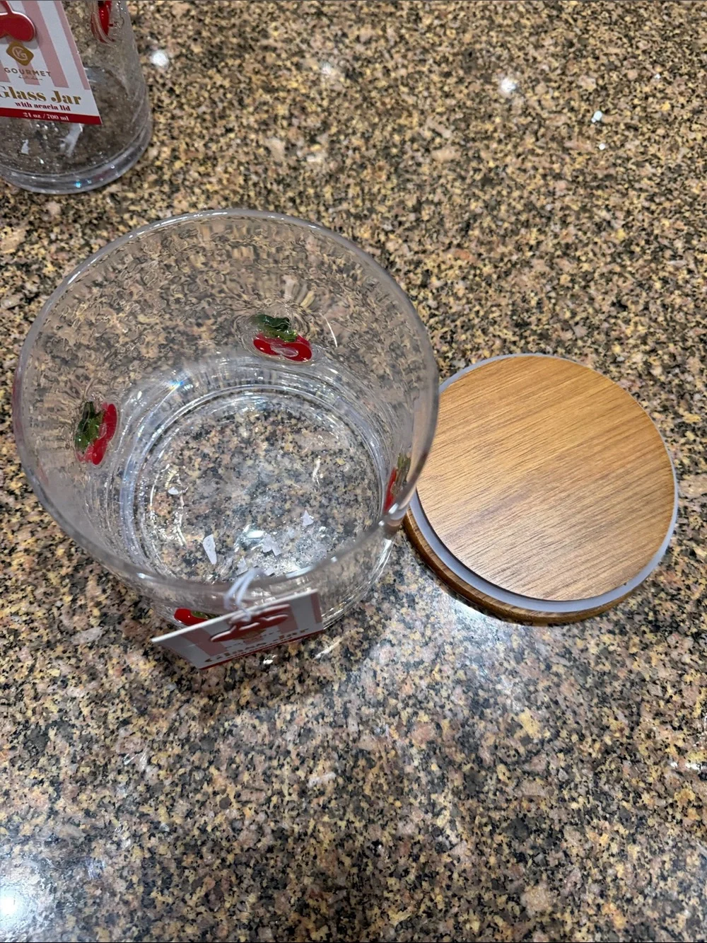 Cherry Glass Storage Jars with Wooden Lids - Set of 3